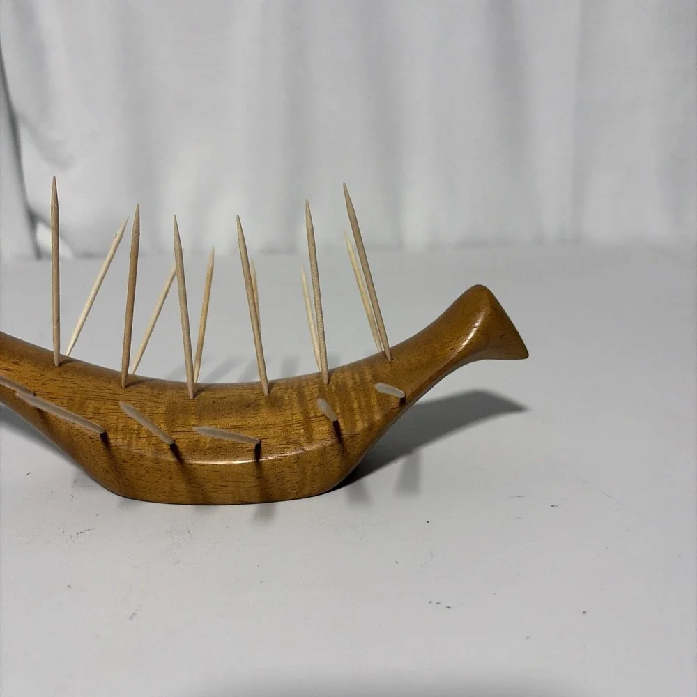 MCM Carved Wood Hors D'oeuvres Server Haiti Vintage 1950s Sculpture